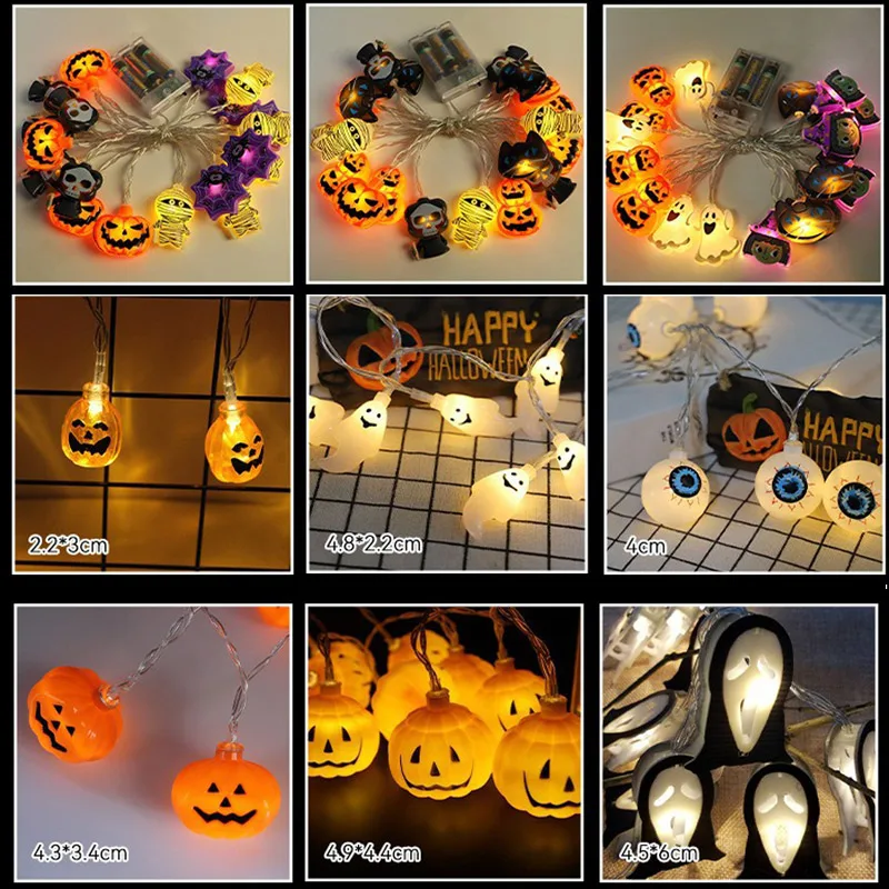 Cadena de luces LED para decoración de Halloween, luces decorativas para exteriores, Mix3