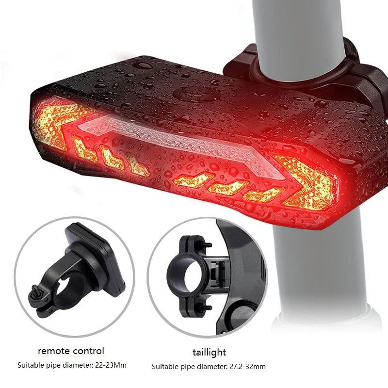 Bike Brake Taillight Turn Light Wireless Remote Control Turning lamp LED Waterproof Bicycle Alarm Anti Theft Rear Lights