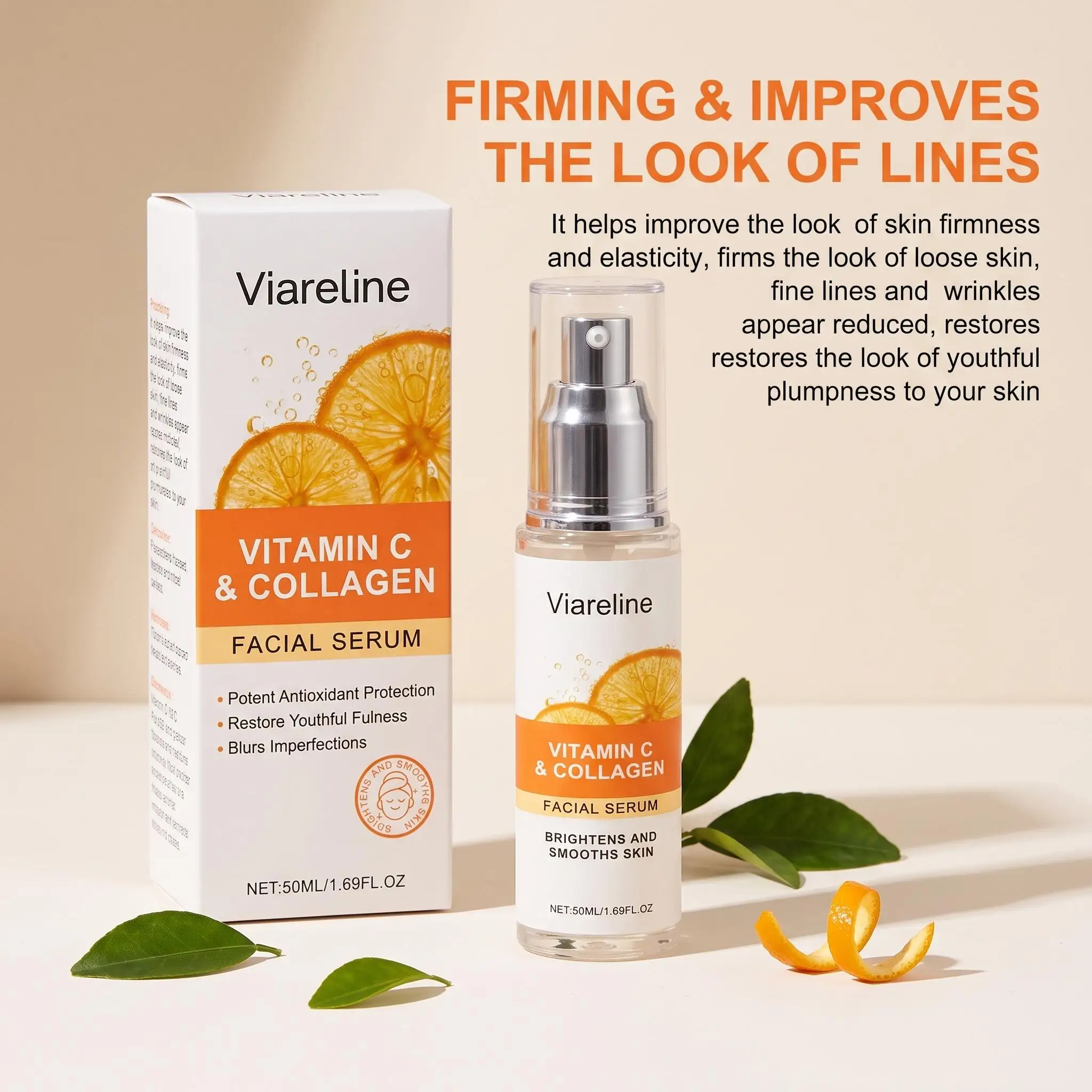 Vitamin C Collagen Facial Serum Hydrating Firming Elasticity Reducing Fine Lines Wrinkles Restoring Youthful Radiance Glow Skin Softness Anti Aging Serum