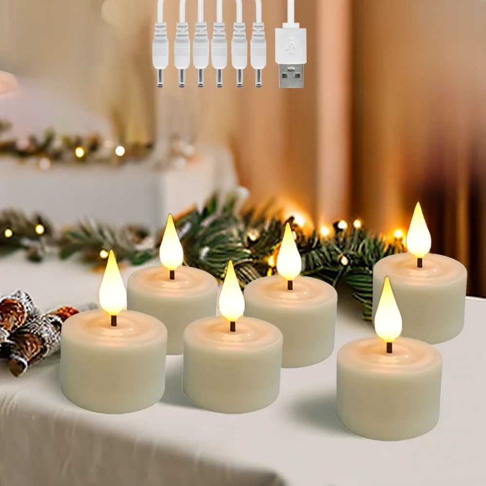 FPOO LED Kerze USB wiederaufladbare Led Teelicht Set mit blinkenden flammenlose Kerzen