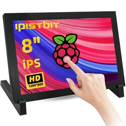 IPIstBit-Monitor de Tela de Toque Capacitivo Portátil, Tela IPS, Compatível com Raspberry Pi 5, 4, 3, 2, Zero, B, HDMI, 1280 × 800, 8