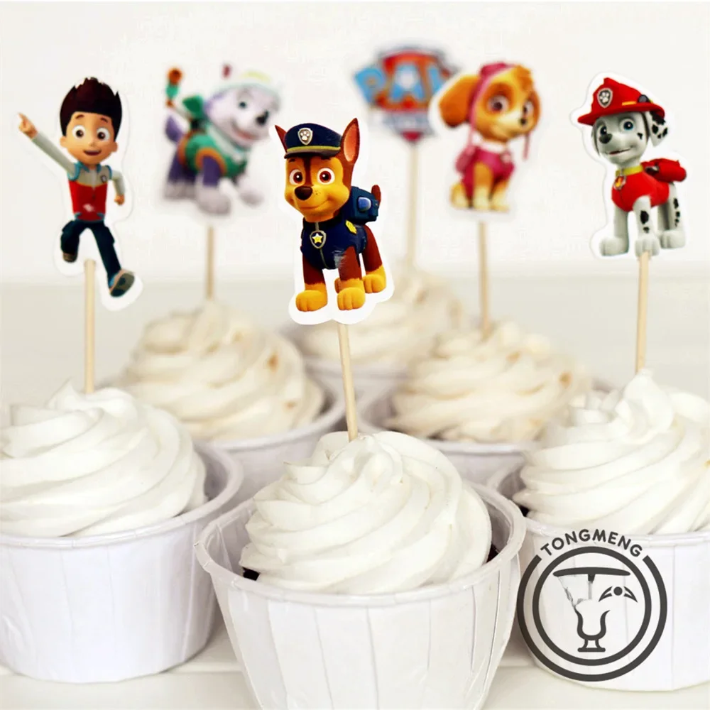 Paw Patrol Birthday Party Decoração, cartão de bolo, frutas, plug-in, brinquedos para crianças,