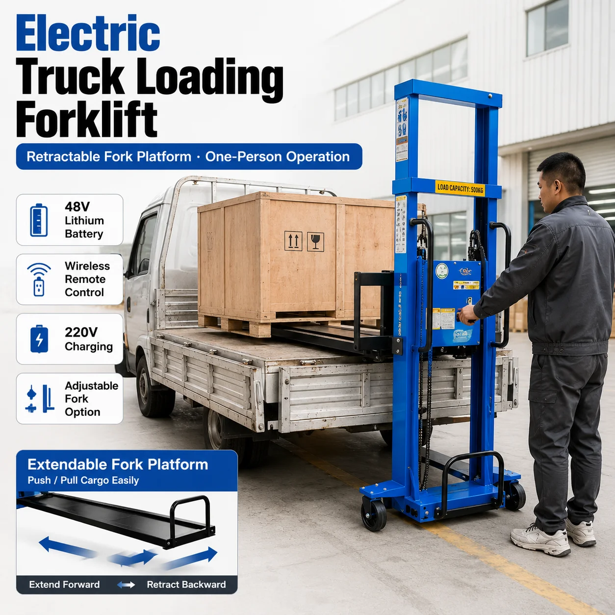 Electric Forklift Loading and Unloading Tool Portable Manual Hydraulic Transporter