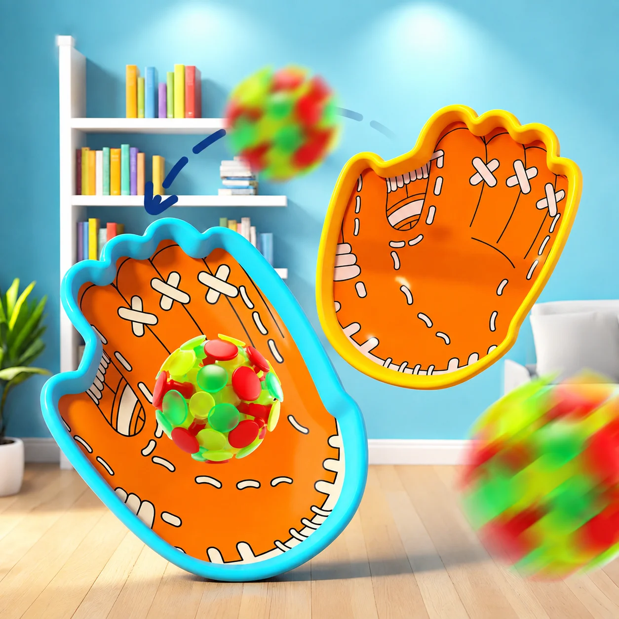 Kids Suction Catch Ball Game Hand Paddle Toss Toy Indoor Outdoor Parent Child Sports Coordination Training Set