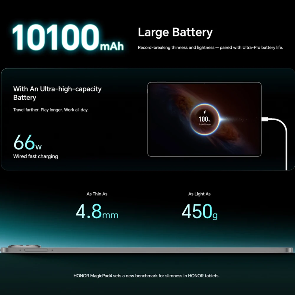 HONOR MagicPad 4, Tablet versión europea, batería de 10100 mAh, pantalla OLED de 12.3 pulgadas y 165 Hz, Snapdragon 8 Gen 5, BT6.0, tablet Android 6