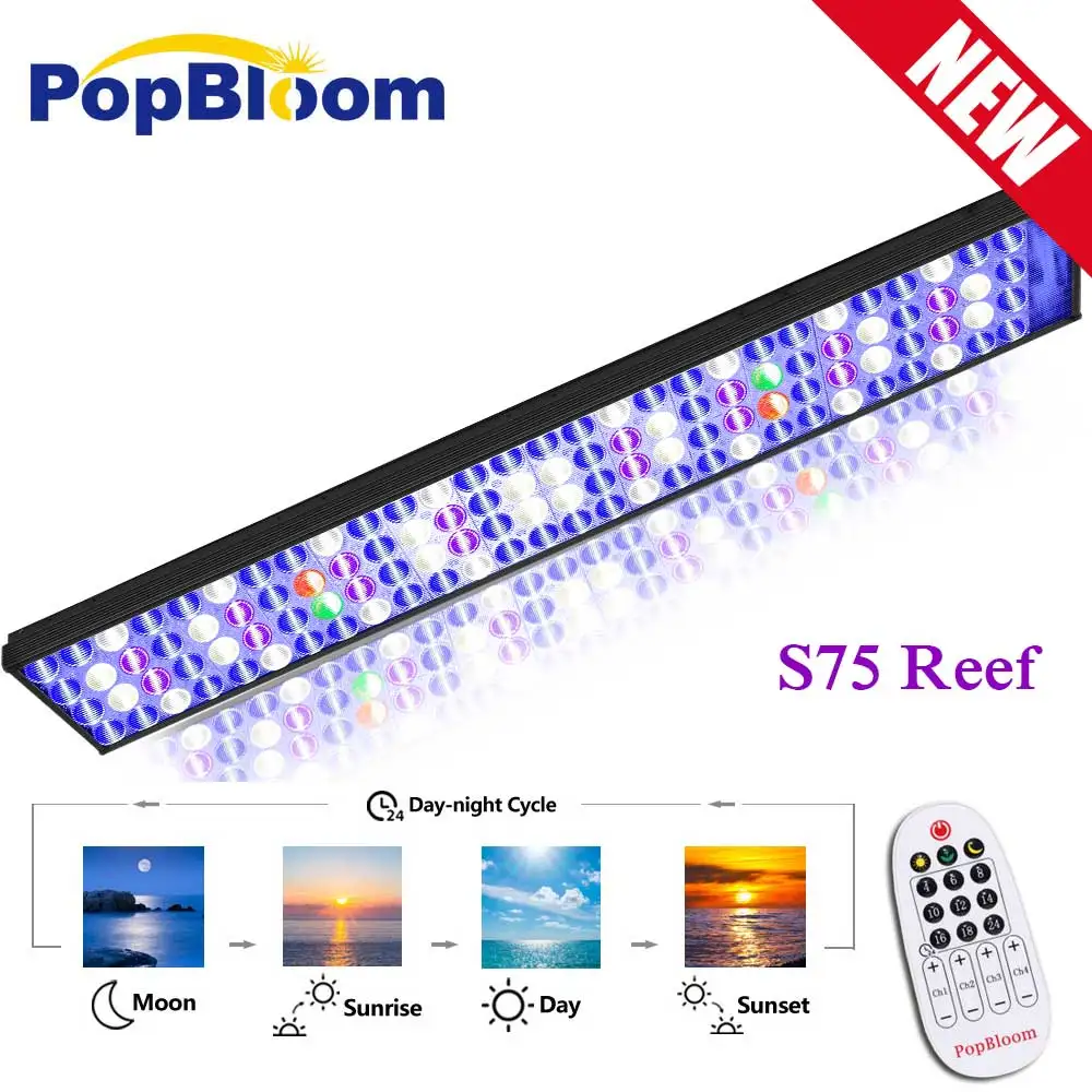 

PopBloom Led Aquarium Lighting Full Spectrum, Timer Control Led Fishbowl Lighting for 90CM/36" Coral Reef SPS/LPS Tank Shannon75