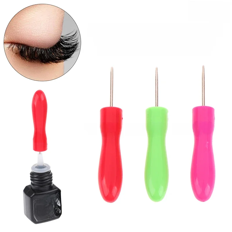 Bouteille de colle pour cils, aiguille de blocage de remplacement, Extension de cils, tête de bouche, bouchon spécial, ouvre-bouchons, outils de maquillage, 3 pièces