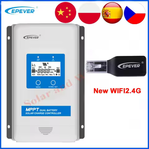 Epever New 30A 20A 10A Dual Battery MPPT Solar Controller DuoRacer Battery Regulator 12V/24V with RS485 DR3210N DR2210N DR1206N