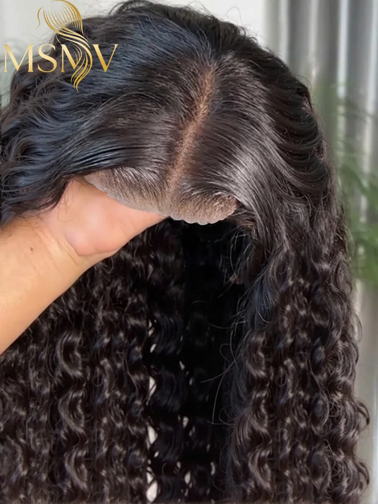 MSMV 30 40Inch Deep Wave 5x5 Glueless Closure Lace Human Hair Wigs Ready to Wear Curly Remy No Glue Wig For Women Natural Black