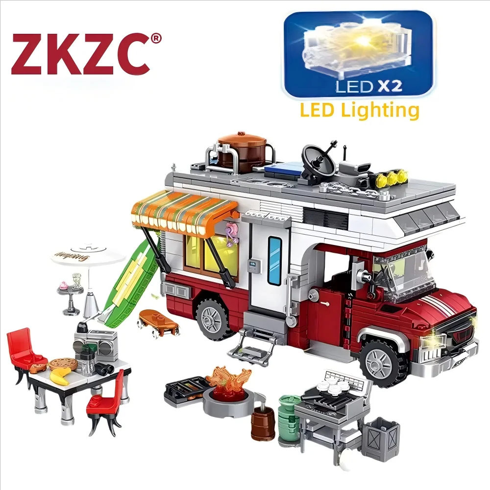 

MOC Technical Camper-Van Building Blocks Building LED Lighting Model Brick for Teenagers and Adults Christmas/Birthdays DIY Gift