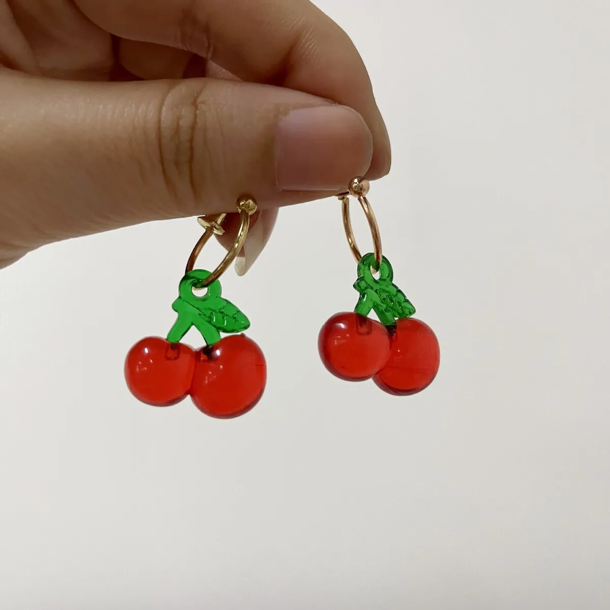 أقراط راتينج التفاح الأحمر والكرز أقراط عصرية لطيفة وجميلة للنساء - فاكهة رائعة - مجوهرات يومية مستوحاة #2