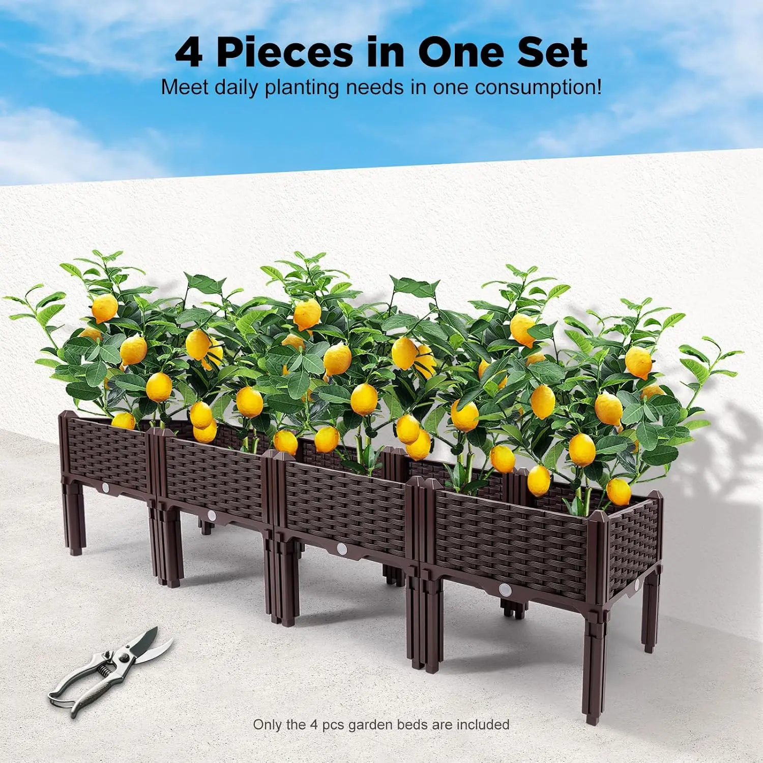 Elevated Raised Garden Bed, Splicable Plastic Planter Box with Drainage Holes, Outdoor Raised Growing Container for Flowers, Vegetables and Herbs, Great for Balcony, Patio and Backyard Garden image 5