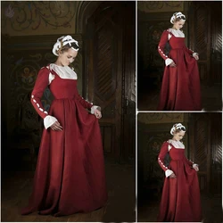 1860S Victorian Gothic Ball Gown Vintage Medieval Red Tea Party Dress Two Piece Dress Halloween dresses