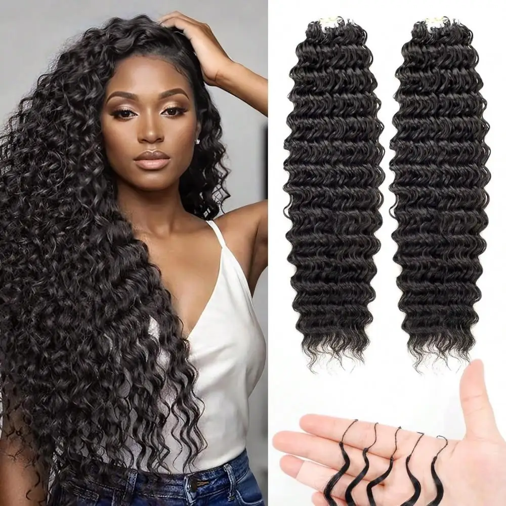 Capelli per trecce già tagliati, capelli umani a onde profonde per crochet, trecce bohémien invisibili in capelli umani, anelli miracolosi senza nodi