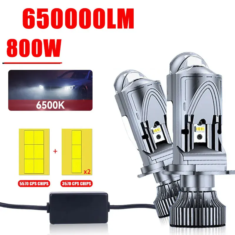 

H4 Mini Projector Len Bi LED H4 Canbus 800W Auto Car Light Kit Motorcycle Fog Lamp 12V 24V 32V LHD STG Bulb Hi/Lo Beam Plug&play