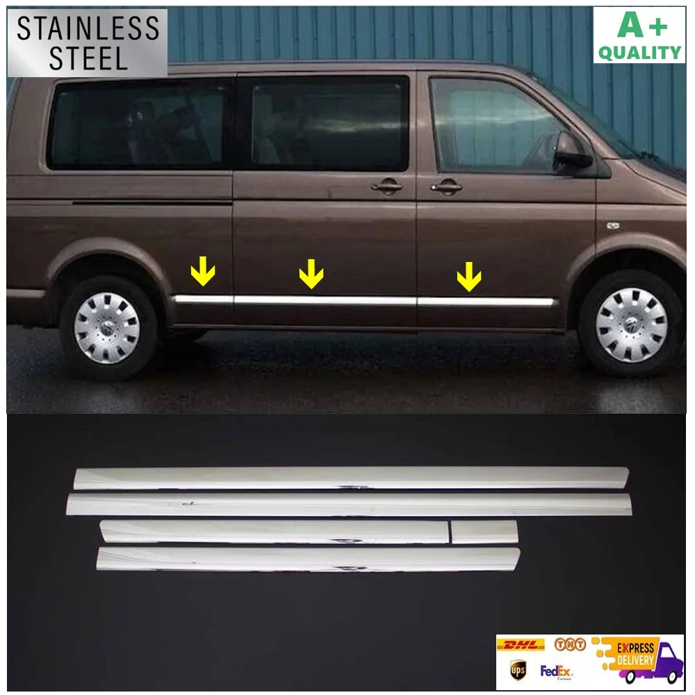 

For VW T6.1 Transporter Chrome Side Door Molding 5 Pcs SHORT CHASSIS 2020-2023 Models. Stainless Steel. A + Quality. Car Tuning