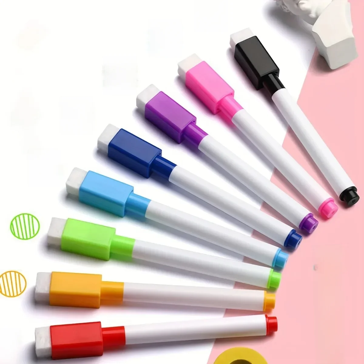 1-8 pièces pointe de balle 11.3*1cm petite taille pas de marqueurs effaçables à sec pour tableau blanc magnétique, 8 couleurs * 1 pièces stylo magnétique