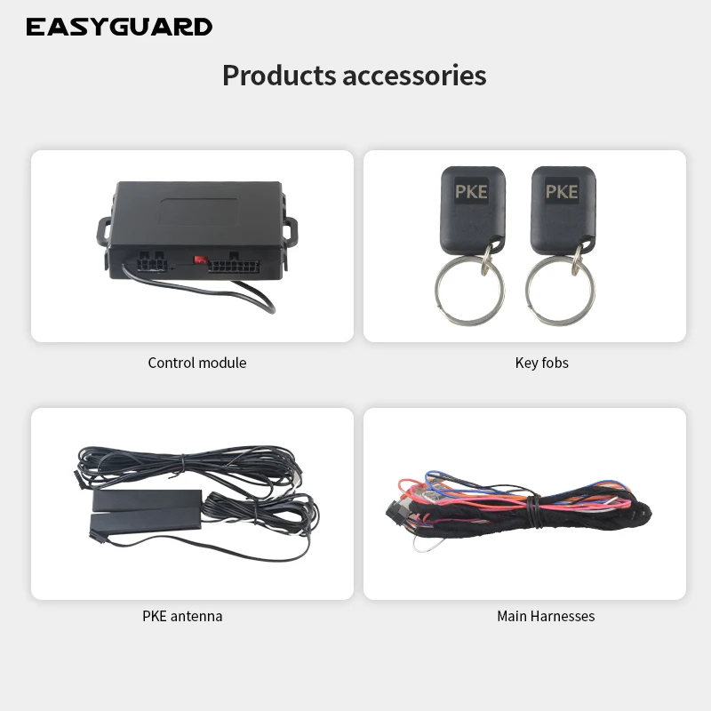 EASYGUARD DC12V Rolling Code Smart Key PKE module Passive Keyless Entry Proximity Lock Unlockstart button remote trunk release