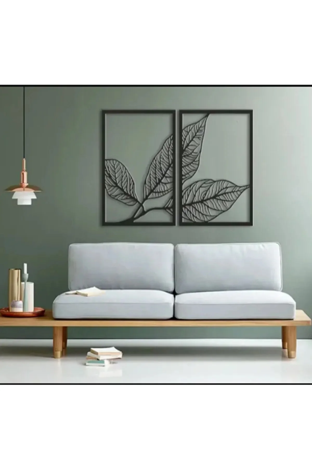 2-piece Leaf Framed Leaf Painting Wall Decor Laser Cut Wood Decoration Products creative art abstract