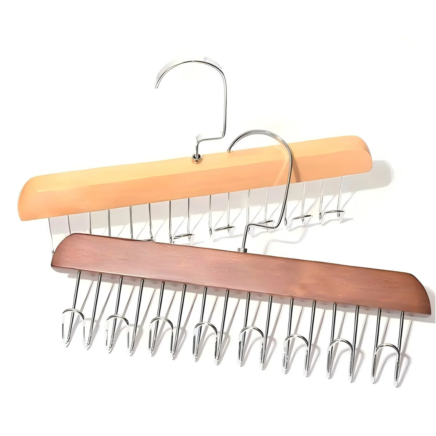SAEIV Multi-funktionale Massivholz Kleiderbügel mit 8 Haken  10er Pack  BH  Gürtel & Krawatten  360° drehbarer Metallhaken  Platzsparender Schrankorganizer  Frauen Lagerung Kleiderbügel   Langlebig