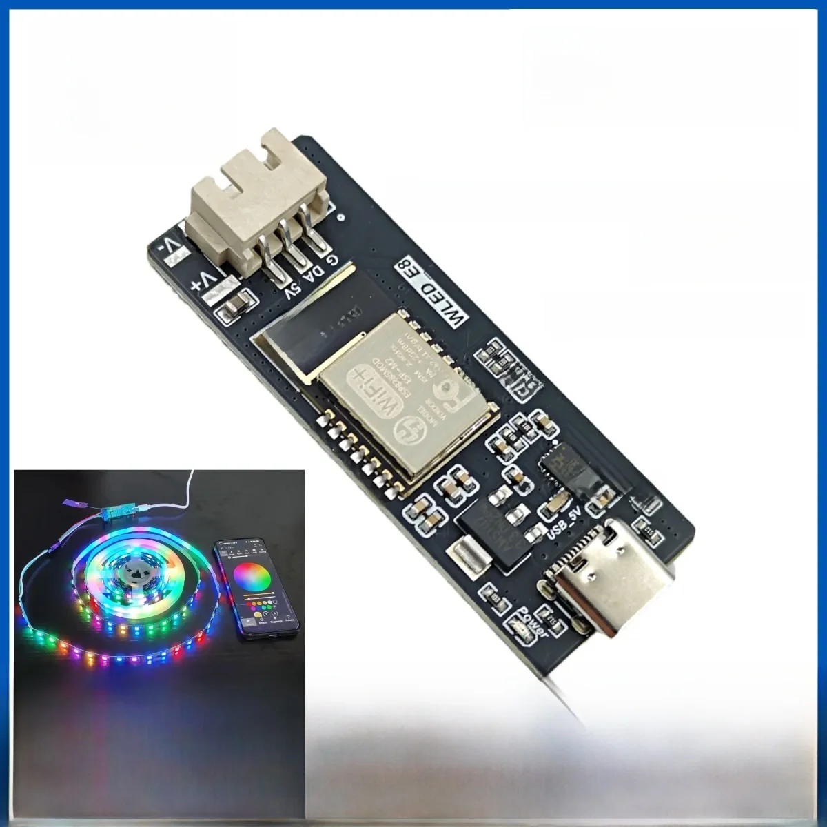 Moduł kontrolera WLED, kontroler WLED, kontroler WIFI oświetlenia otoczenia obudowy ESP8266 — zdjęcie 2