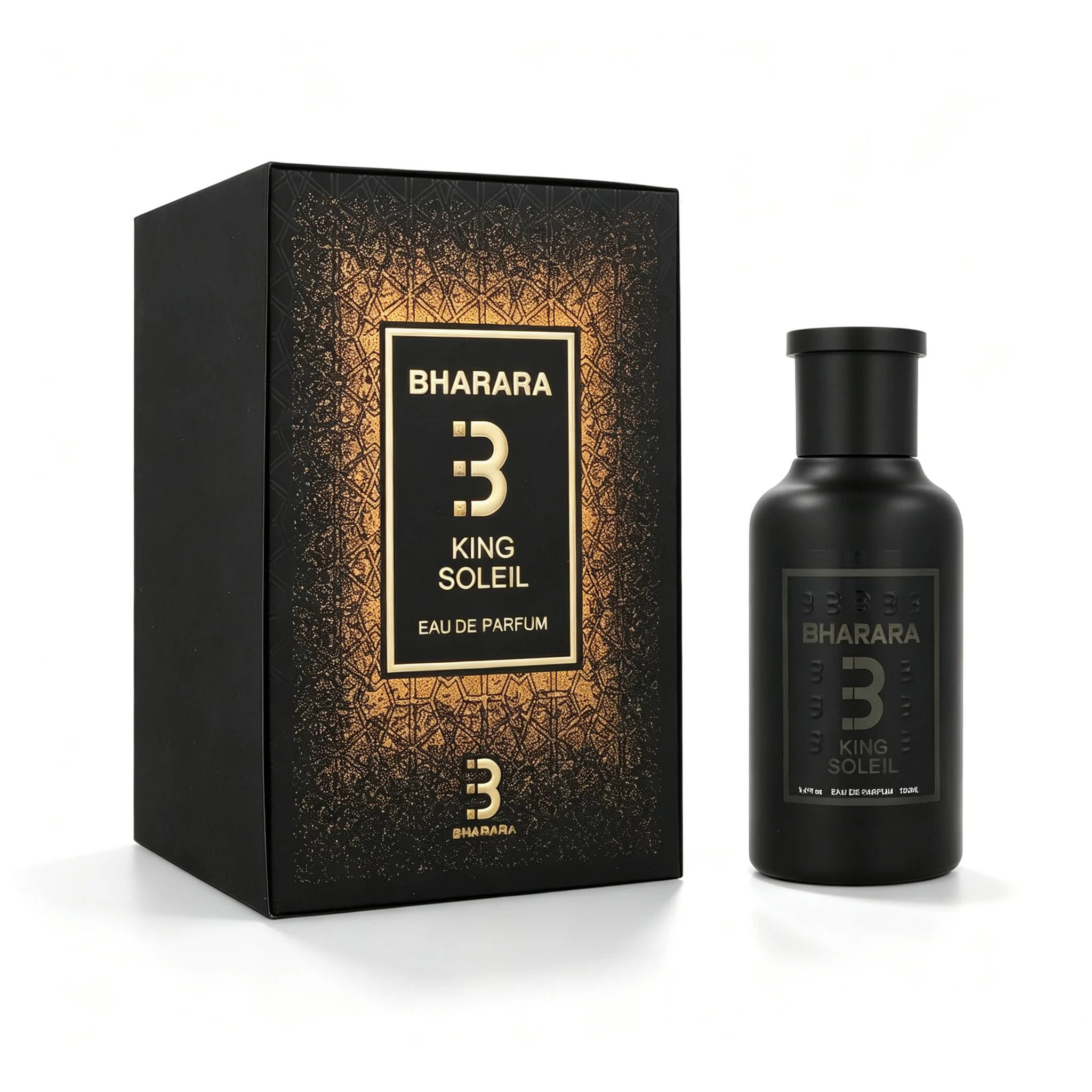 Perfume Bharara King Soleil 100ml EDP Unissex, Fragrância Gourmand Cítrica Amadeirada, Longa Fixação Spray Natural