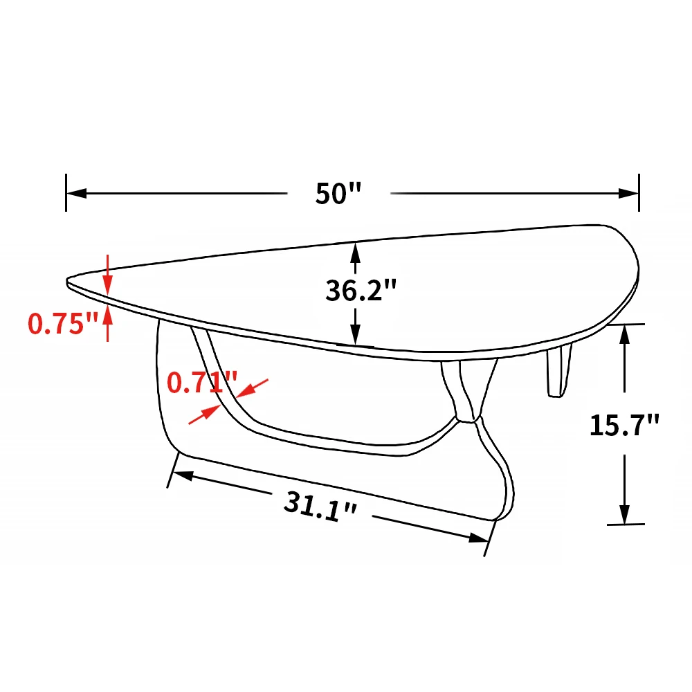 [Flash Sale]Home Modern Triangle Coffee Table Wood Frame Glass Tabletop Various Colors and Models Available[US-W]