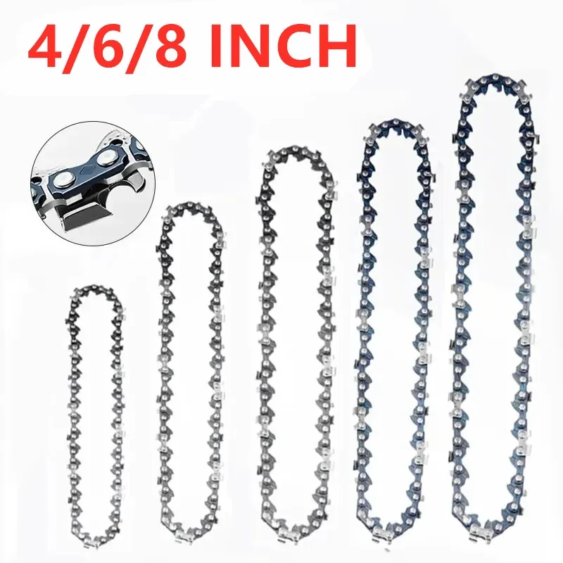4/6/8 Inch Spare Chains For Mini Electric Chainsaw Steel Chains And Guide Plate Carpentry Replacement Chains Set Accessory