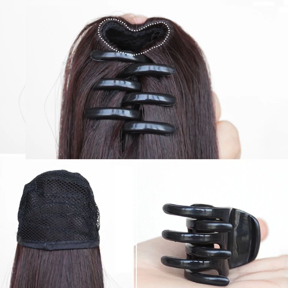 AS Long Wavy Straight Claw Clip On Ponytail Hair Extension Synthetic Ponytail Extension Hair For Women Pony Tail Hair Hairpiece