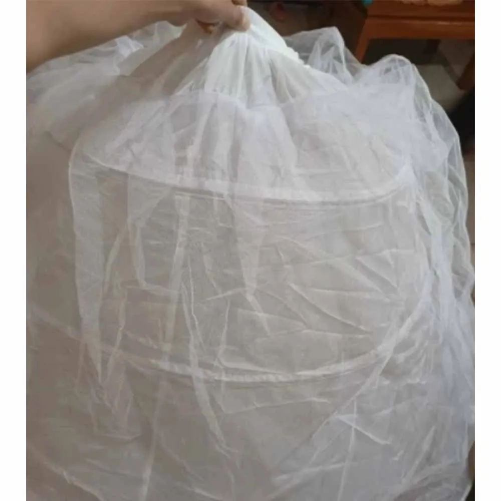 New Hot Sell 4 Hoops Big White Petticoat Super Fluffy Crinoline Slip Underskirt For Wedding Dress Bridal Gown In Stock image 3