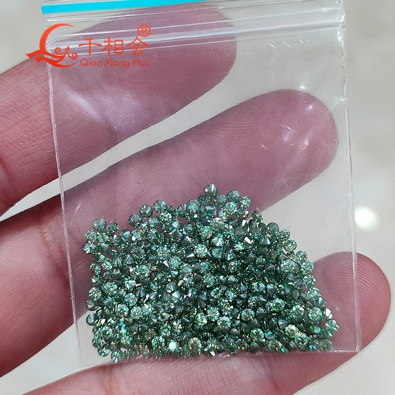 dark green  color  0.5CT per bag 1.0mm to 2.9mm small melee size  moissanite round shape loose stone for jewelry making