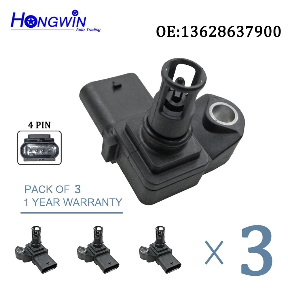 3PCS 13628637900 NEW Car Accessories Intake Pressure MAP Sensor For BMW 1 2 3 4 5 7 Series X3 X4