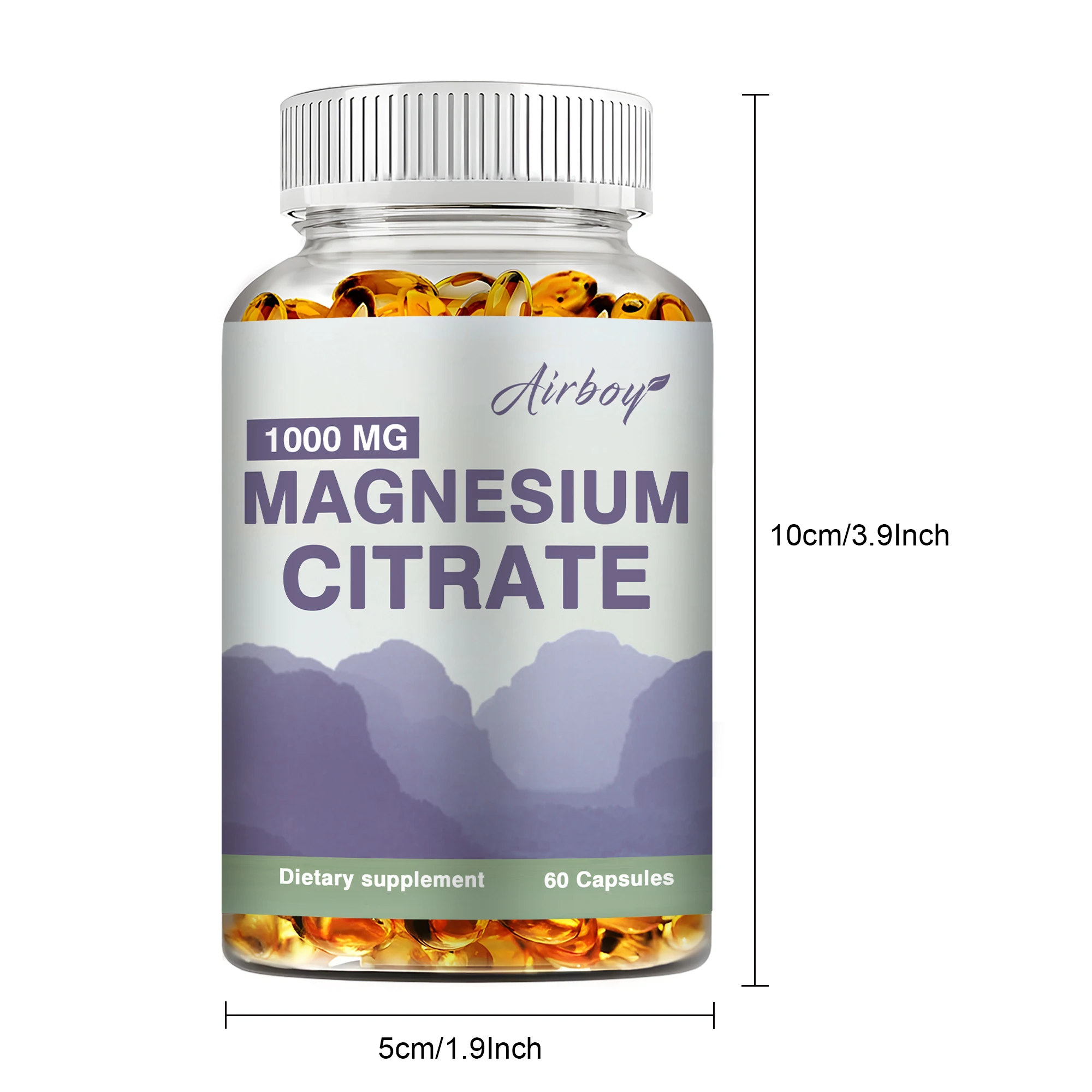 Magnesium sitrat 1000 mg-suplemen makanan untuk dukungan otot, saraf, tulang dan jantung-60 Kapsul