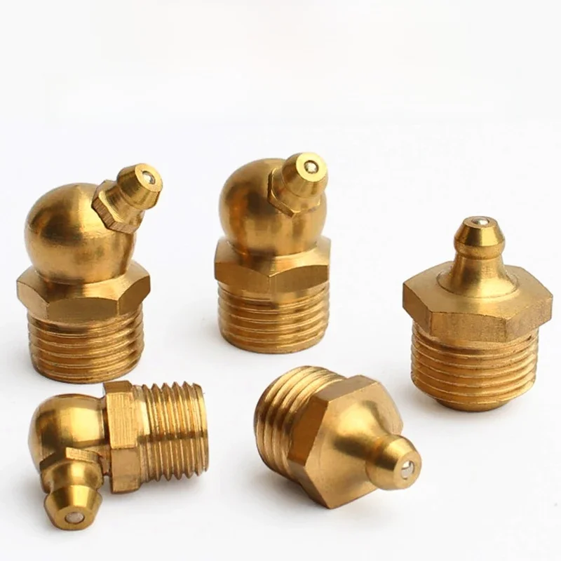 Raccord de mamelon de graisse en laiton M4/M5/M6/M8/M10/M12/M14/M16, lubrification mécanique, buse à beurre en cuivre pur, buse incurvée, pistolet à huile