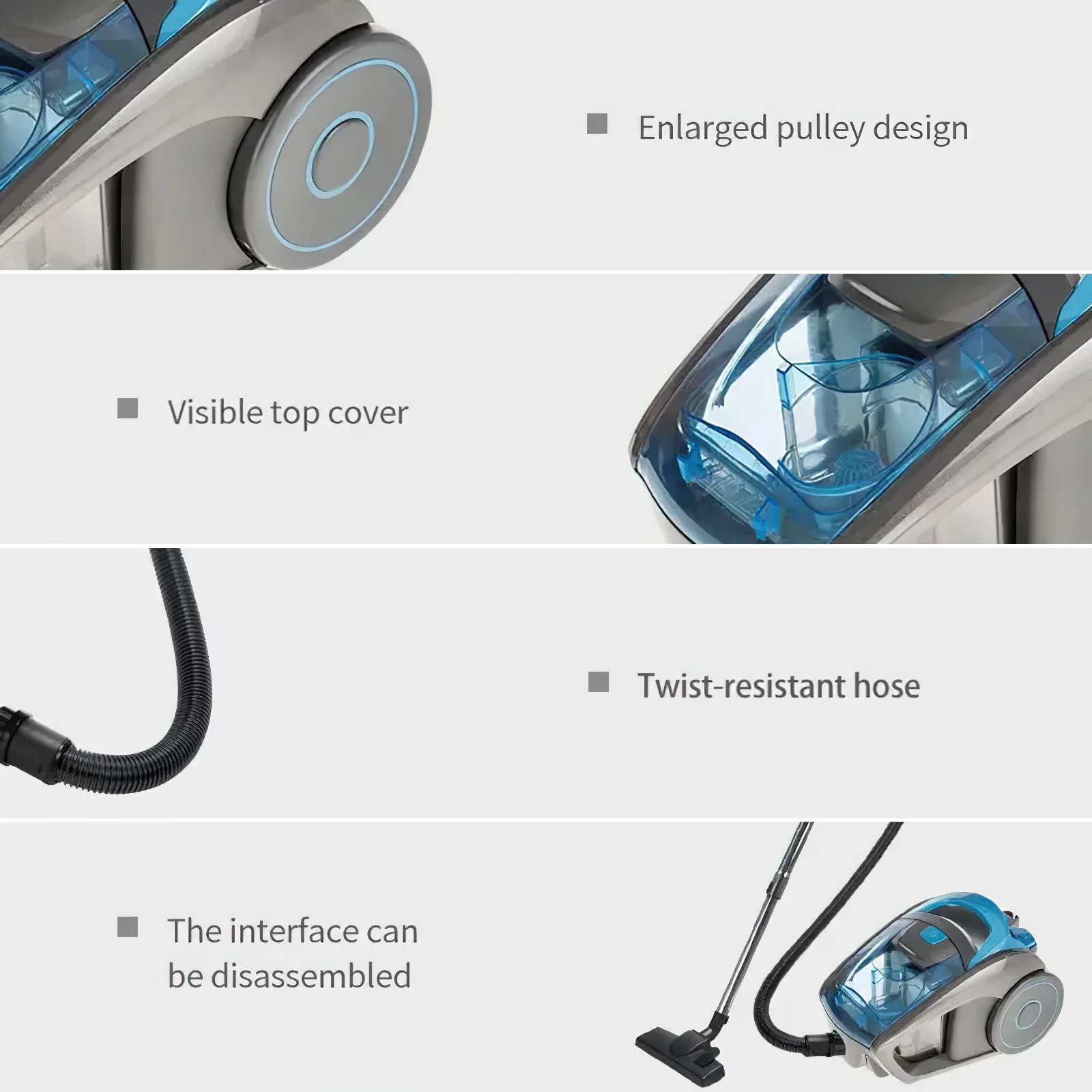مكنسة كهربائية سلكية 1200 وات 15 كيلو باسكال رطبة وجافة ذات الاستخدام المزدوج محمولة متعددة الوظائف لإزالة الغبار والعث للأجهزة المنزلية