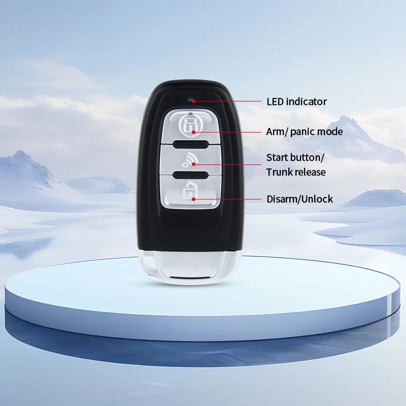 EASYGUARD EC003V-NS Universal PKE Car Alarm with Push Start Button & Remote Start for Key Start 12V Vehicles Shock Sensor