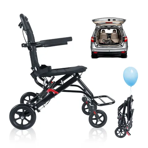 micro wheelchair folding wheelchair Essentials for the elderly, people with health issues, and older adults when traveling.