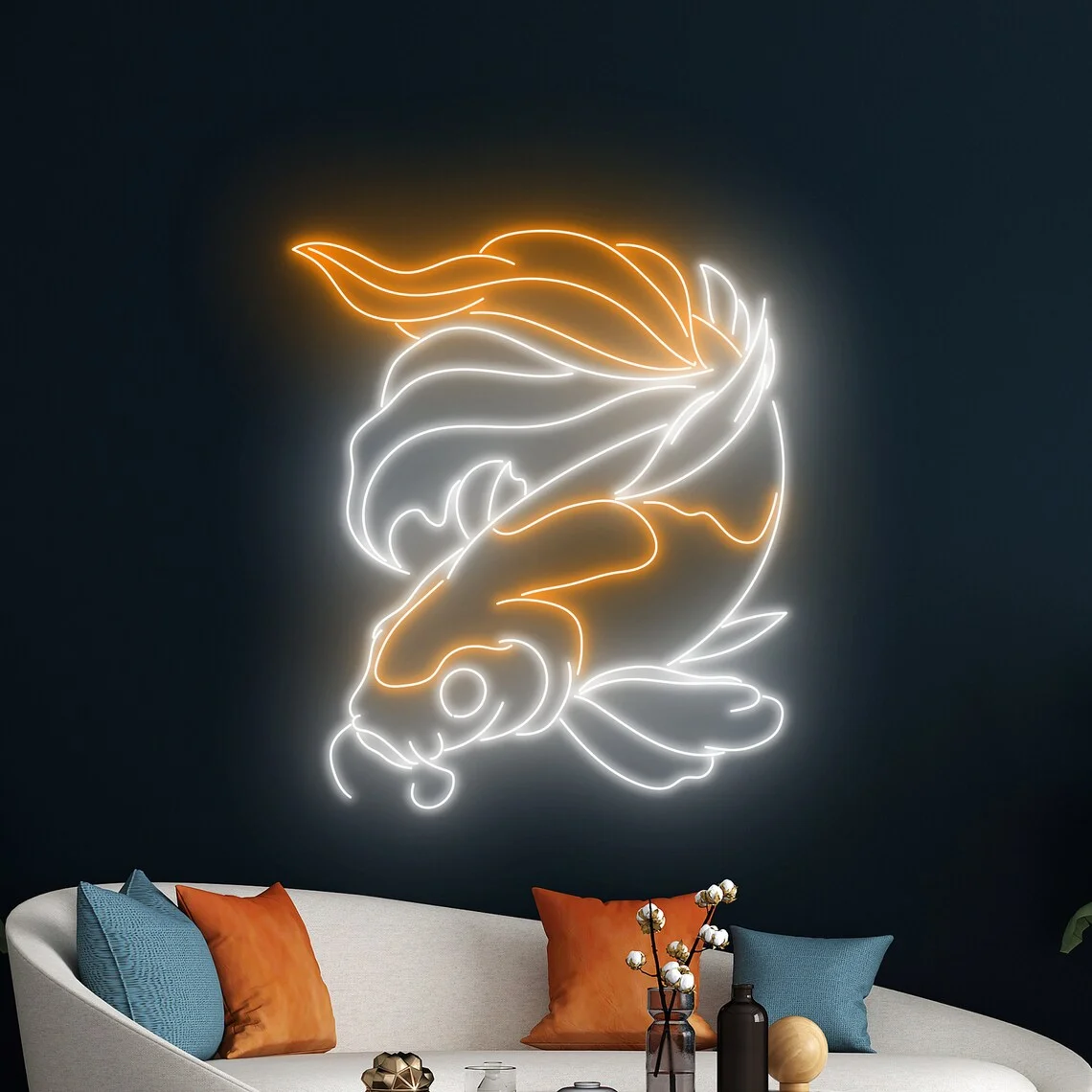 Imagem -04 - Yin Yang Koi Fish Neon Sign Sinal de Sorte Personalizado Decoração de Parede Presente de Aniversário Personalizado para Crianças