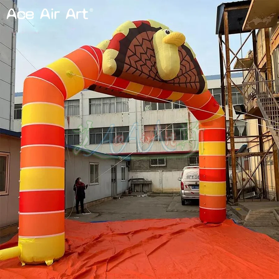 Arc de dinde gonflable multicolore pour Thanksgiving, arche rigourpersonnalisée, entrée extérieure pour la décoration de vacances ou la publicité