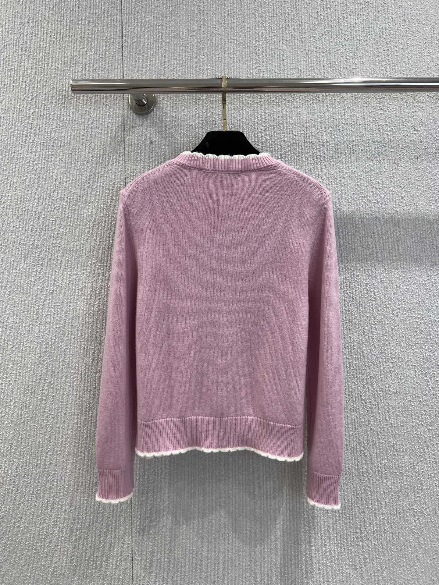 

Новинка весны/осени 2023 года, жаккардовый вязаный свитер, мягкий туман, пудра, вязаная ткань 519