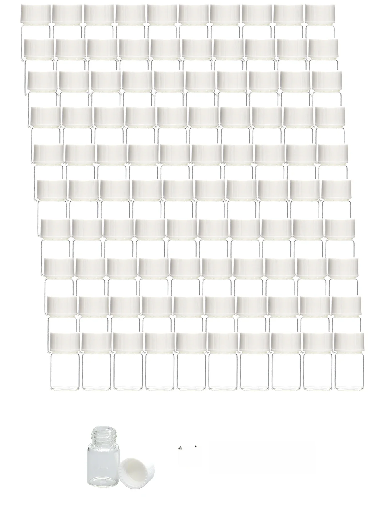 100x2ML Mini przezroczyste szklane butelka oleju eteryczne 2 cm3 przezroczyste próbki szklane fiolka biała czarna nakrętka małe pojemniki kosmetyczne — zdjęcie 2