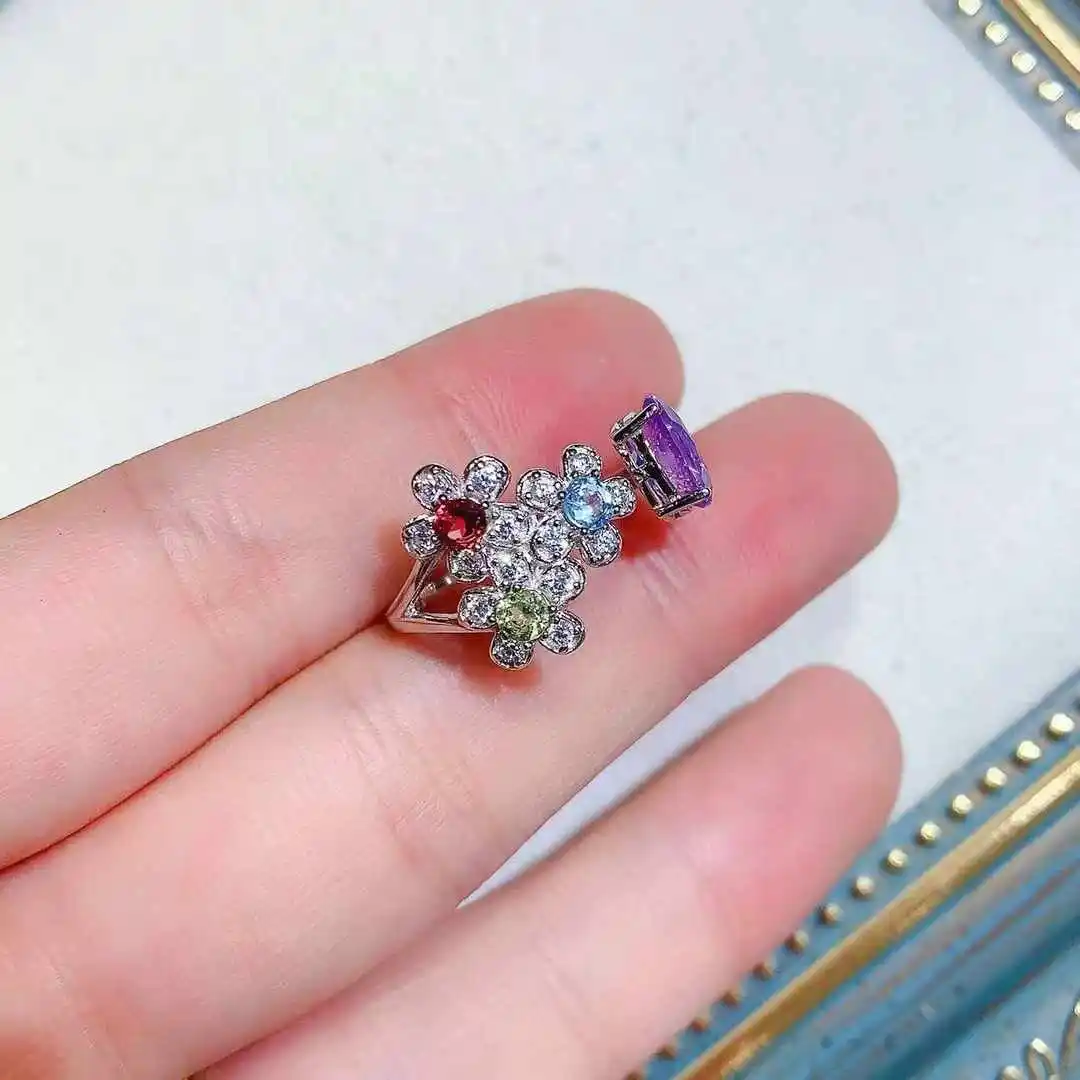 

KJJEAXCMY бутиковое ювелирное изделие из стерлингового серебра 925 пробы, инкрустированное натуральным аметистом, лавандовым драгоценным камнем, женское кольцо в подарок для подруги