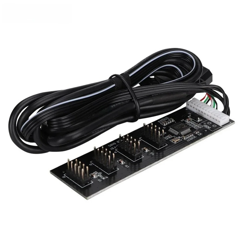 Koncentrator USB 2.0 9-pinowy, wewnętrzna płyta główna USB2 9/10-pinowy nagłówek 1x4,1x2 Adapter rozdzielacza Molex 4-pinowy zasilany - 50CM — zdjęcie produktu 7