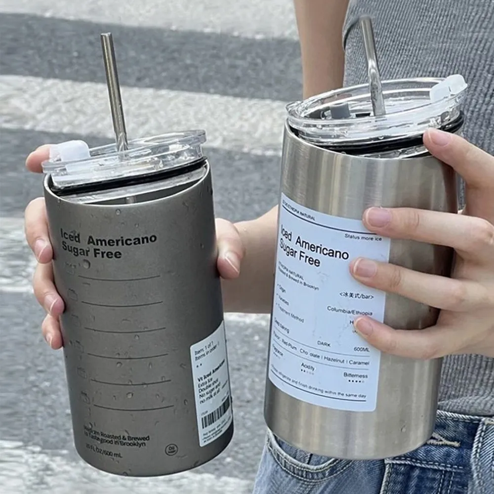 Bleo Stainless Coffee Tumbler with Tempered Cold Reuser Cup straws