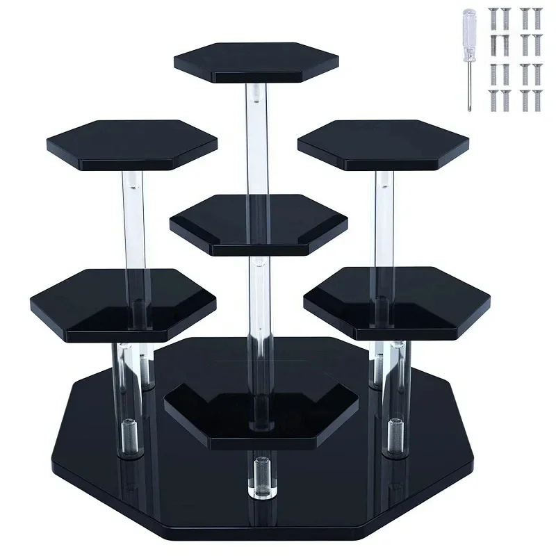 7-Tier Vierkante Acryl Display Stand Cosmetische Parfum Organizer Opbergrek Cupcake Dessert Showcase Mini Anime Figuur Houder