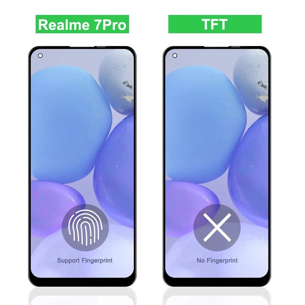 For Realme 7Pro Display Screen, For OPPO Realme 7 Pro RMX2170 Lcd Display Digital Touch Screen with Frame Assembly Replacement