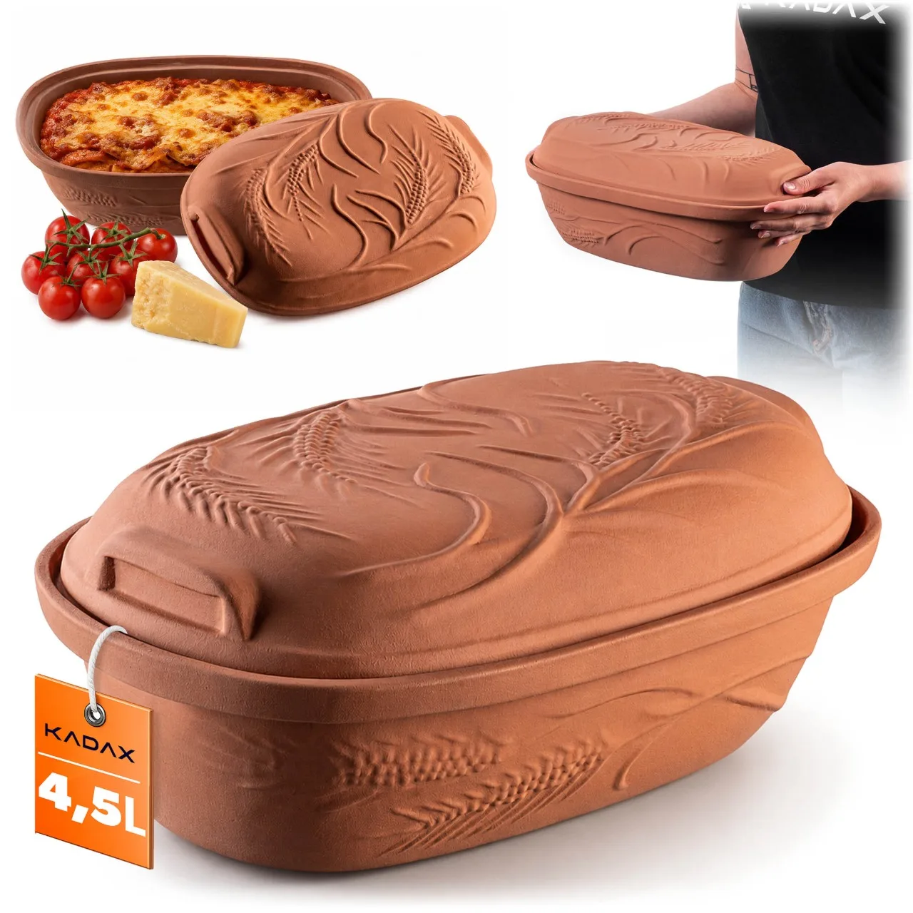 KADAX Clay Roman Pot 4,5L Clay Dot met ovaal deksel