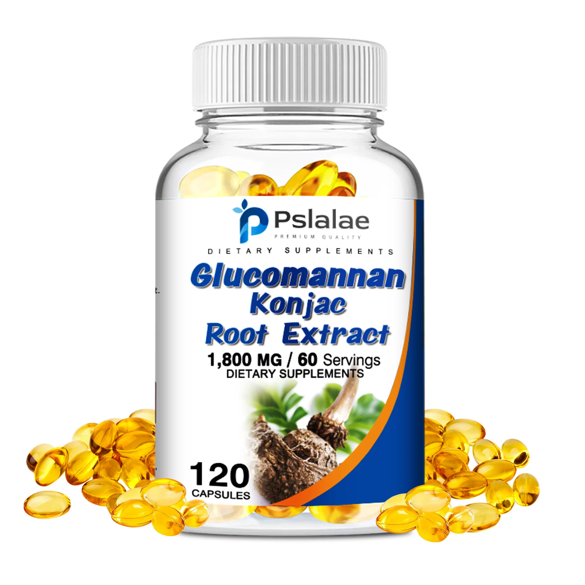 Glucomannan Capsules - Natural Source of Fiber - Gastrointestinal Health, Appetite Suppression, Weight Management - 120 Capsules