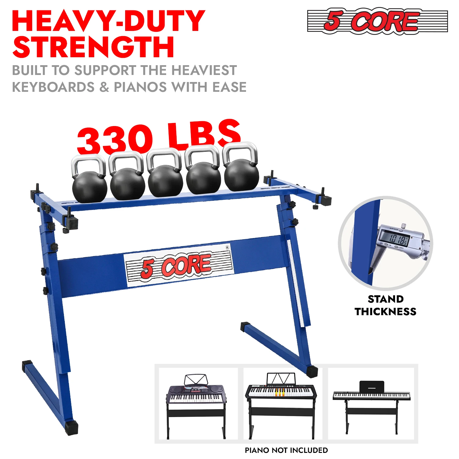5 الأساسية لوحة المفاتيح حامل قابل للتعديل 21 - 33 "Z نمط المعادن الكهربائية البيانو الناهض 330Lb قدرة قابلة للطي KS Z1 BLU #3