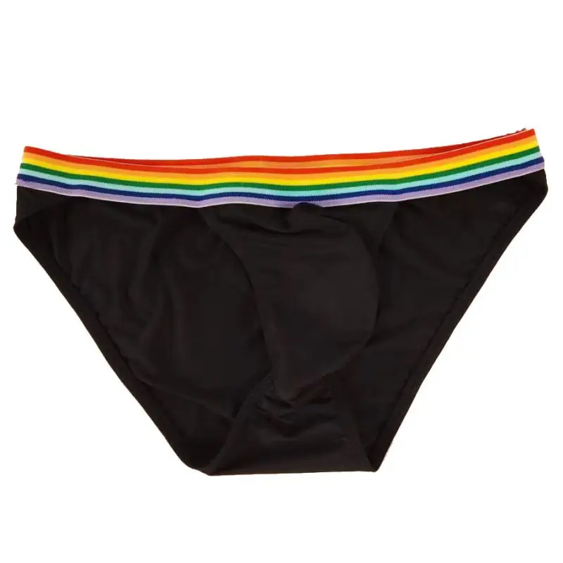 Mens G743B String Pouch Bikini 3/4 Back Soft Jersey rainbow color waist